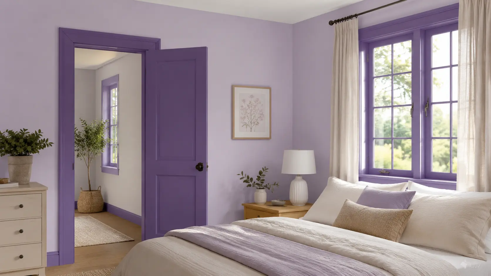 Dinding Pastel Violet dan Kusen Violet